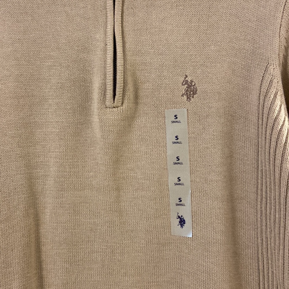 U.S.Polo Ass Man Sweater size S brand new color tan length 27” bust 36” - Picture 2 of 12